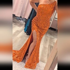 Glamorous Sequin Prom Dress in Orange